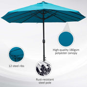 Double Garden Parasol 4.6m Outdoor Patio Sun Umbrella, Sky Blue