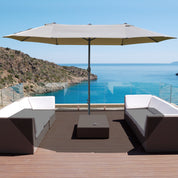 Double-Sided Sun Umbrella Canopy 4.6m Crank Shade with Cross Base, Khaki