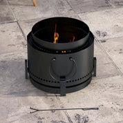 Smokeless Fire Pit Portable Wood Burning with Ash Catcher, 37cm, Black with Poker for Garden Camping Bonfire Party