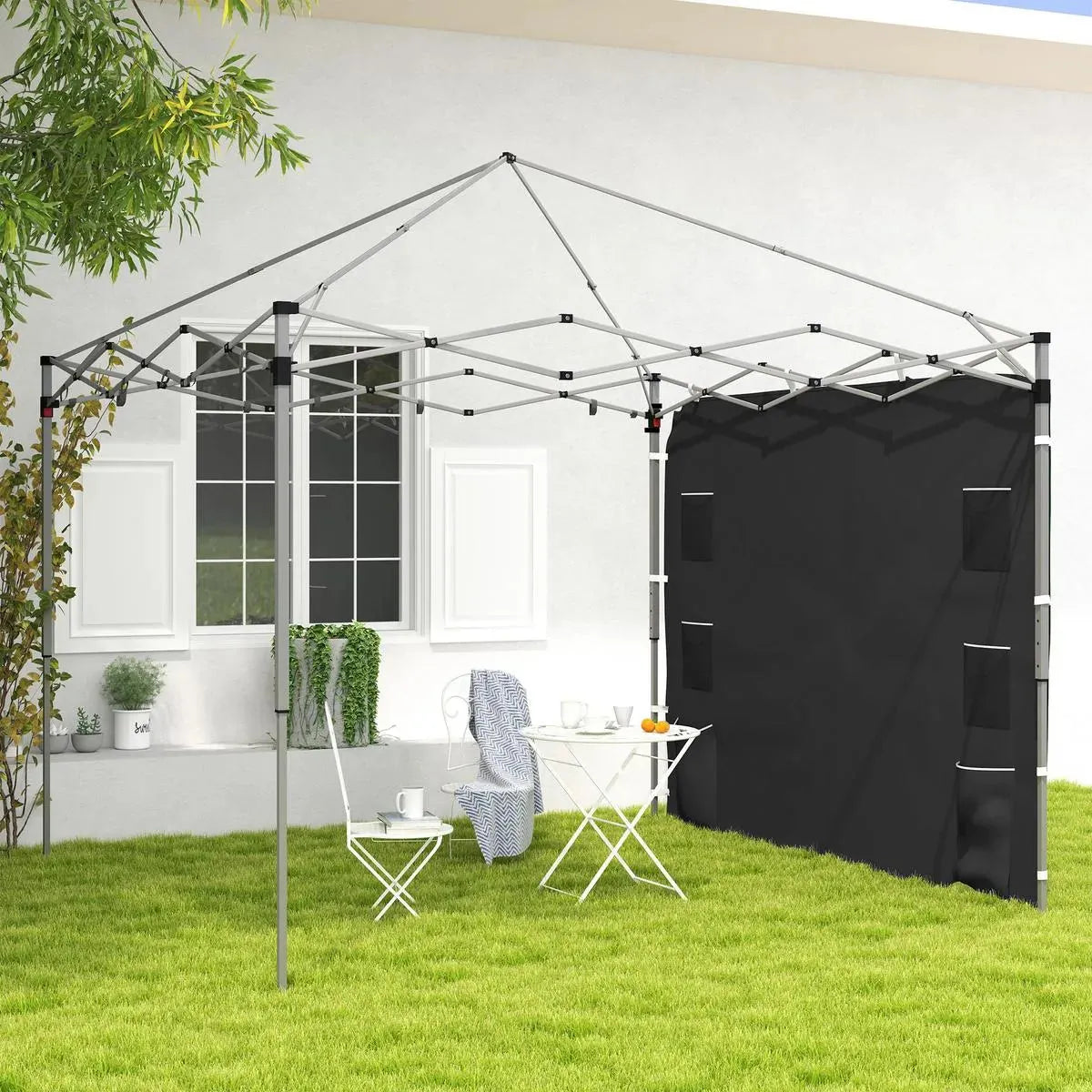 Octagonal Garden Gazebo, 8-Sided, 6.8×5 m, White Heavy Duty Metal Frame Outdoor Marquee Party & Wedding Canopy