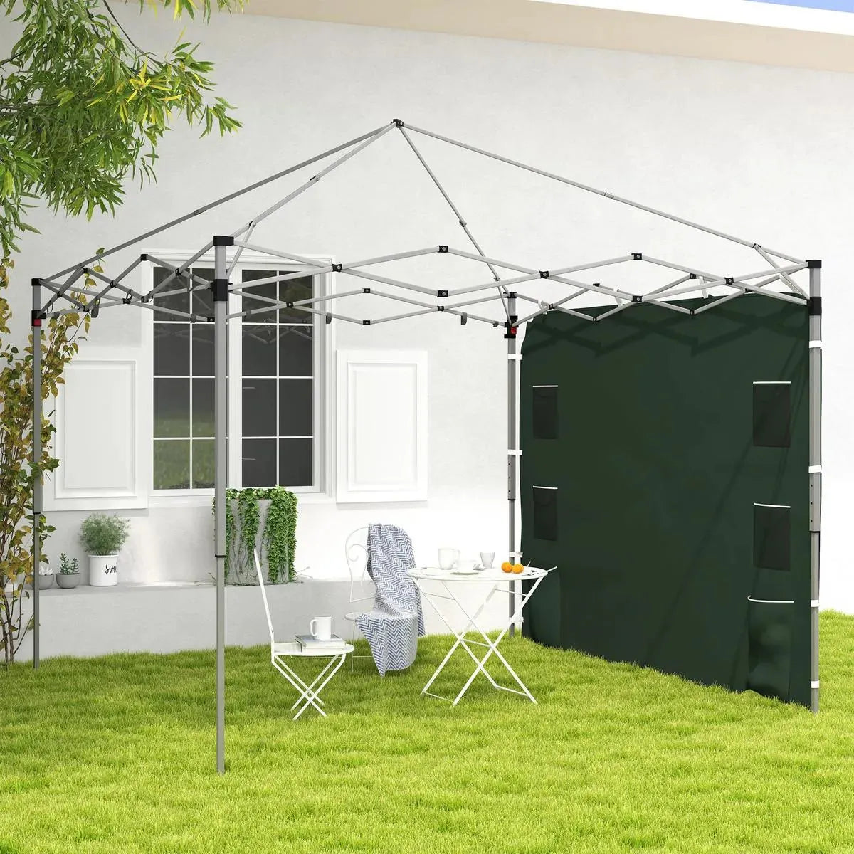 Octagonal Garden Gazebo, 8-Sided, 6.8×5 m, White Heavy Duty Metal Frame Outdoor Marquee Party & Wedding Canopy