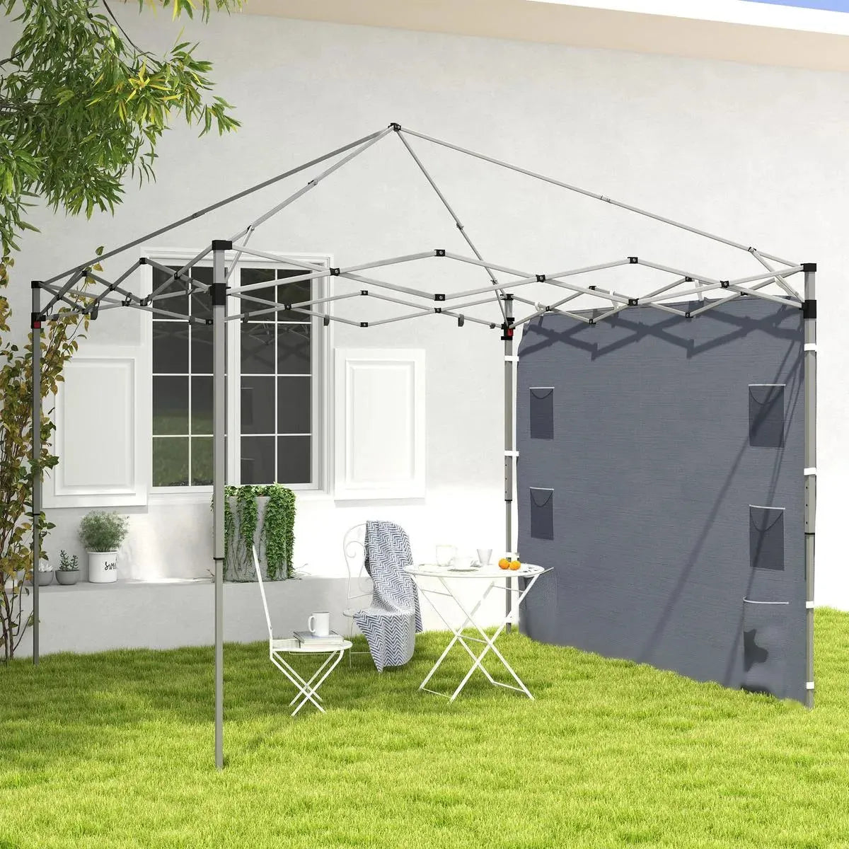 Octagonal Garden Gazebo, 8-Sided, 6.8×5 m, White Heavy Duty Metal Frame Outdoor Marquee Party & Wedding Canopy