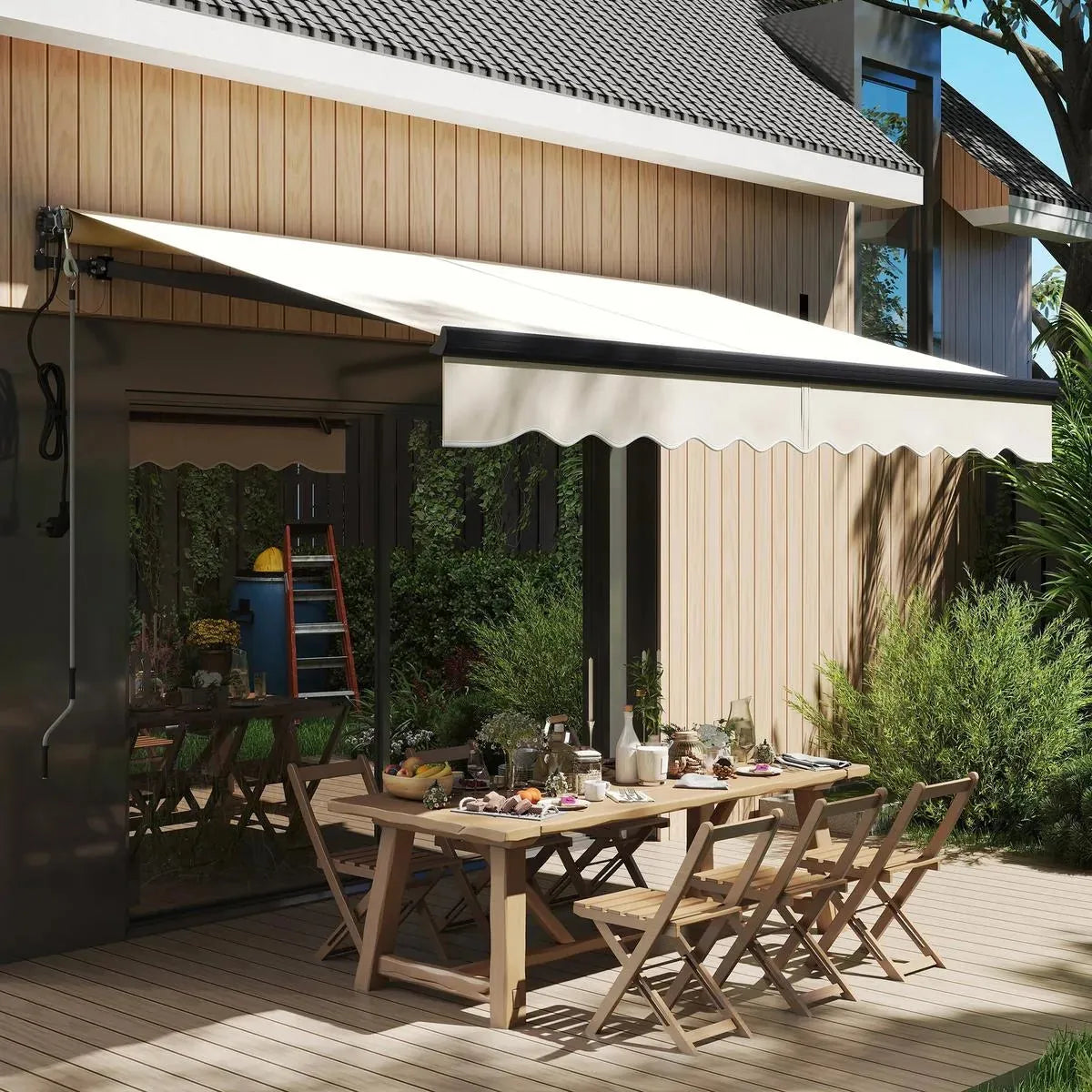 Retractable Awning 2.5x3m Beige Electric Manual with Remote
