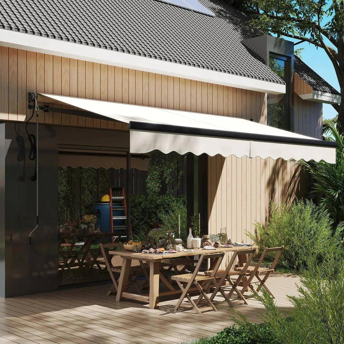 Retractable Awning 3.5x3m Beige Electric Manual with Remote