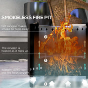 Smokeless Fire Pit Metal Wood-burning, Black