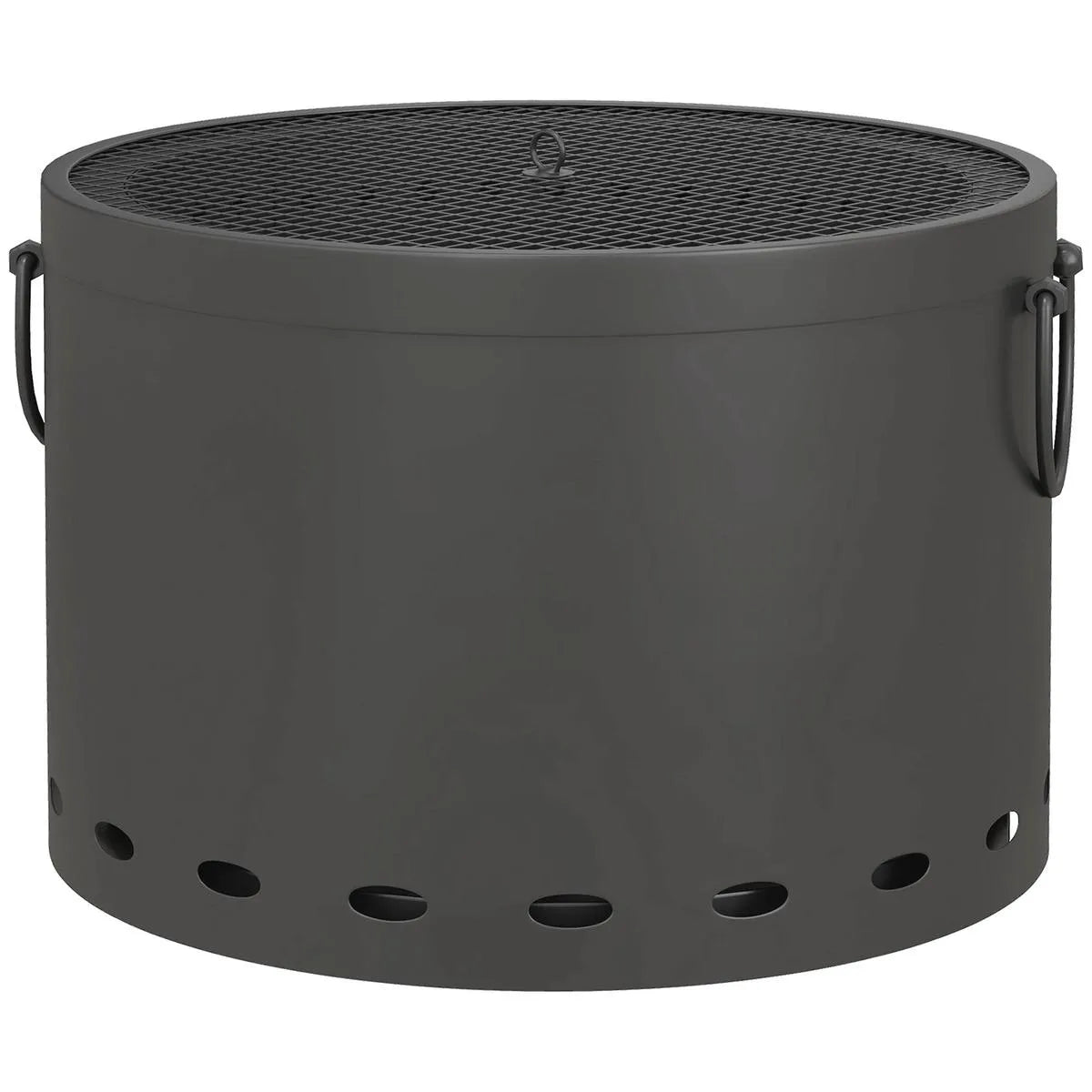 Smokeless Fire Pit Portable Wood Burning, 38cm, Dark Grey with Spark Screen and Poker for Garden Patio Picnic Bonfire Stove