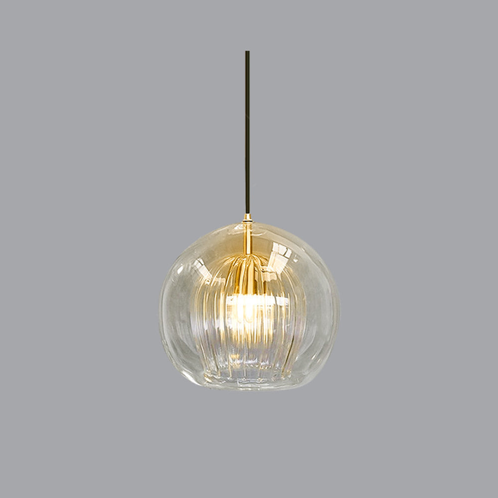 Hailie Suspension Bulle Nordique Métal/Verre Transparent/Doré Salon/Chambre