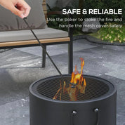 Smokeless Fire Pit Portable Wood Burning, 38cm, Dark Grey with Spark Screen and Poker for Garden Patio Picnic Bonfire Stove