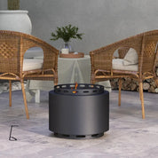 Smokeless Fire Pit Portable Wood Burning, 48.5cm, Black with Poker for Garden Camping Bonfire Party