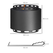 Smokeless Fire Pit Portable Wood Burning, 48.5cm, Black with Poker for Garden Camping Bonfire Party