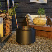 Smokeless Fire Pit Portable Wood Burning, 48.5cm, Black with Poker for Garden Camping Bonfire Party