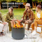 Smokeless Fire Pit Portable Wood Burning, 48.5cm, Dark Grey with Poker for Garden Camping Bonfire Party