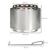 Smokeless Fire Pit Portable Wood Burning, 48.5cm, Silver Stainless Steel with Poker for Garden Camping Bonfire Party