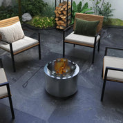 Smokeless Fire Pit Portable Wood Burning, 48.5cm, Silver Stainless Steel with Poker for Garden Camping Bonfire Party