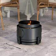 Smokeless Fire Pit Portable Wood Burning with Ash Catcher, 37cm, Black with Poker for Garden Camping Bonfire Party
