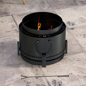 Smokeless Fire Pit Portable Wood Burning with Ash Catcher, 37cm, Black with Poker for Garden Camping Bonfire Party