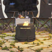 Smokeless Fire Pit Portable Wood Burning with Ash Catcher, 37cm, Dark Grey with Poker for Garden Camping Bonfire Party