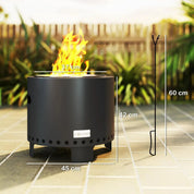 Smokeless Fire Pit Steel with Poker, Grey