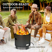 Smokeless Fire Pit Steel with Poker, Grey