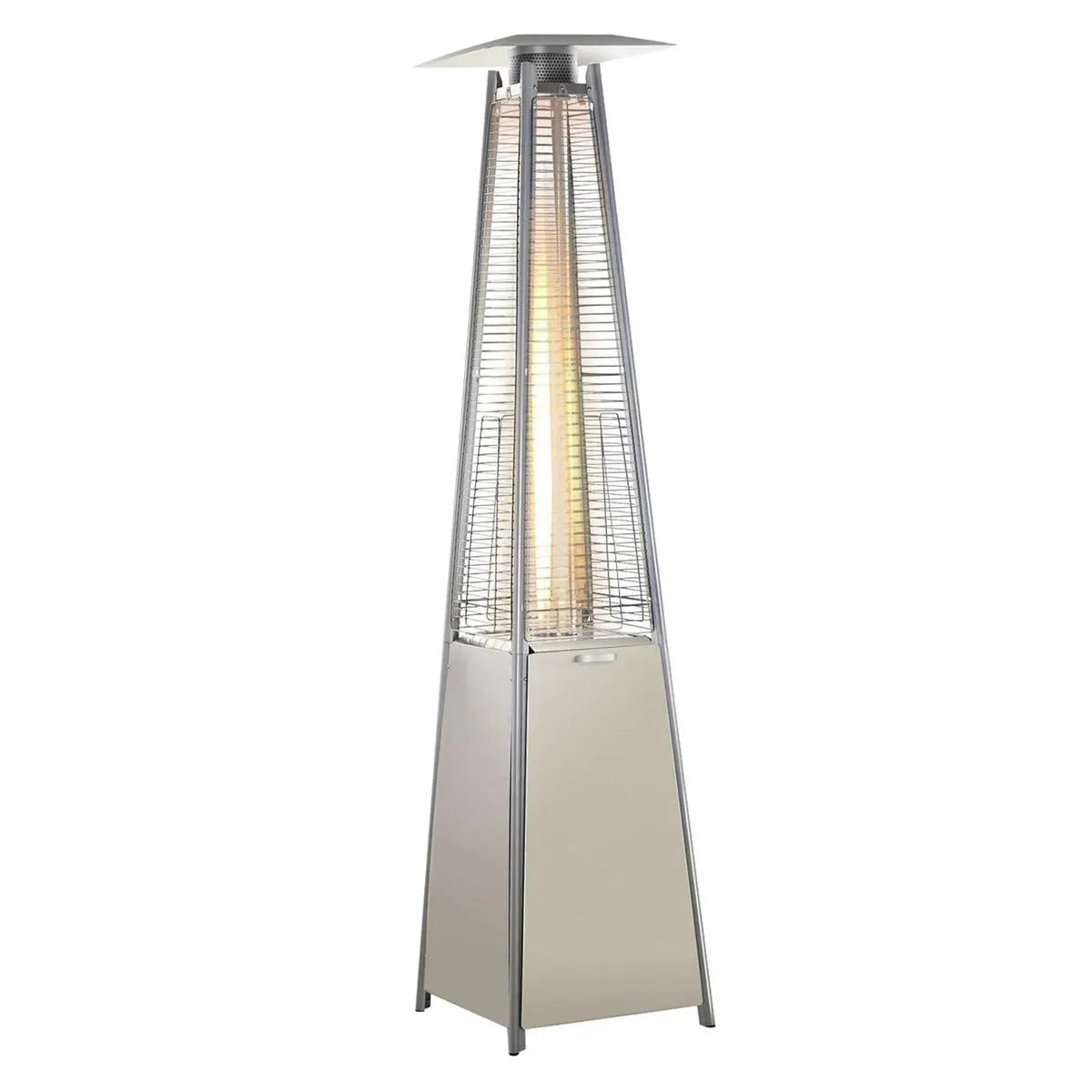 Stainless Steel Outdoor Garden Pyramid Patio Heater with Wheels Rain Cover, Silver