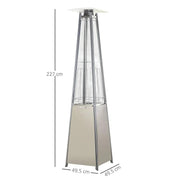 Stainless Steel Outdoor Garden Pyramid Patio Heater with Wheels Rain Cover, Silver