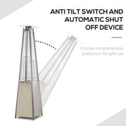 Stainless Steel Outdoor Garden Pyramid Patio Heater with Wheels Rain Cover, Silver