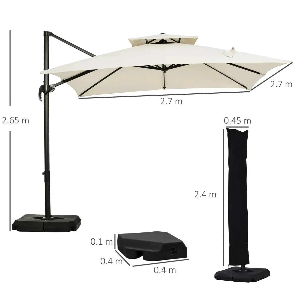 Steel Frame Outdoor Roma Cantilever Umbrella Garden Sun Shade