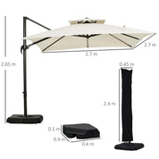 Steel Frame Outdoor Roma Cantilever Umbrella Garden Sun Shade