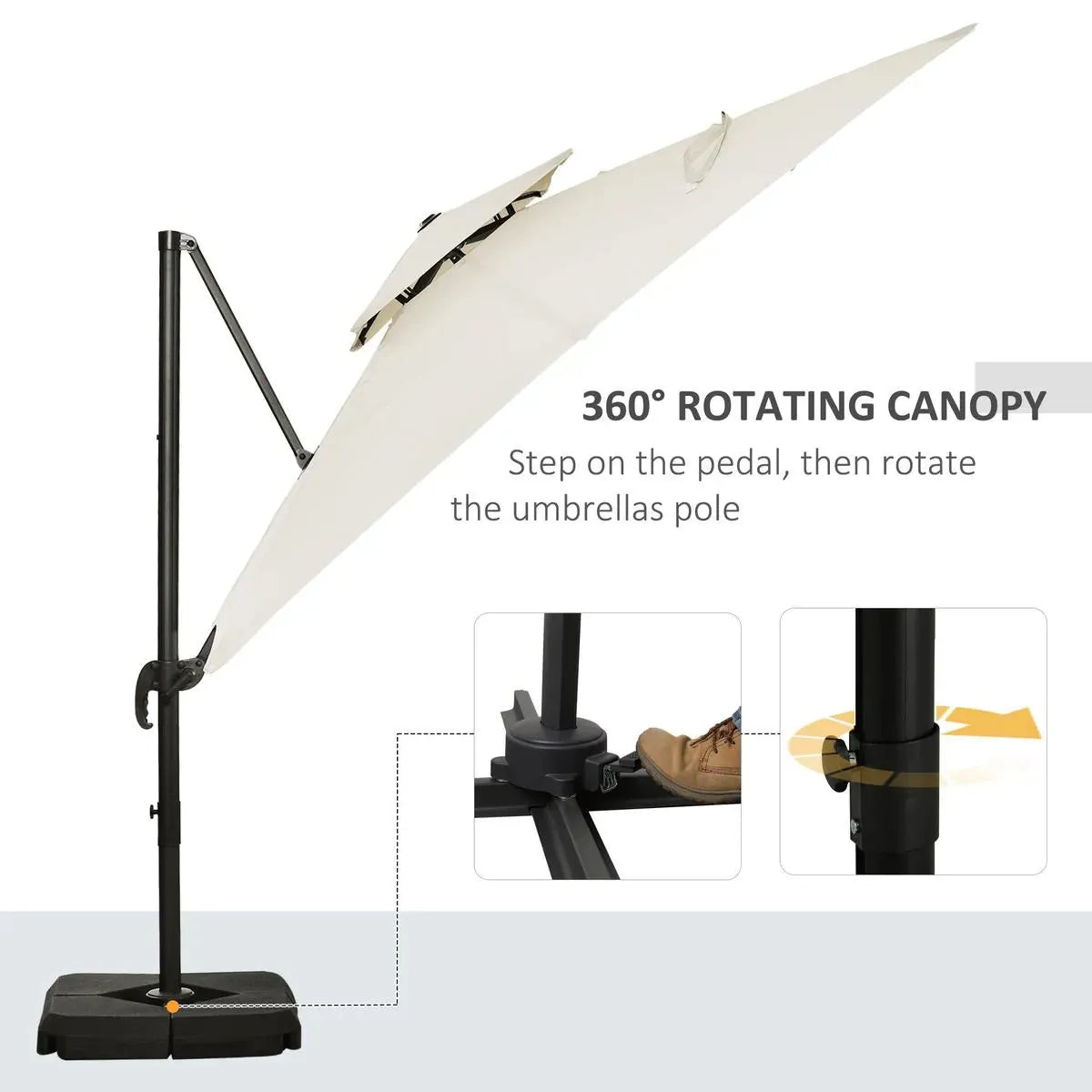 Steel Frame Outdoor Roma Cantilever Umbrella Garden Sun Shade