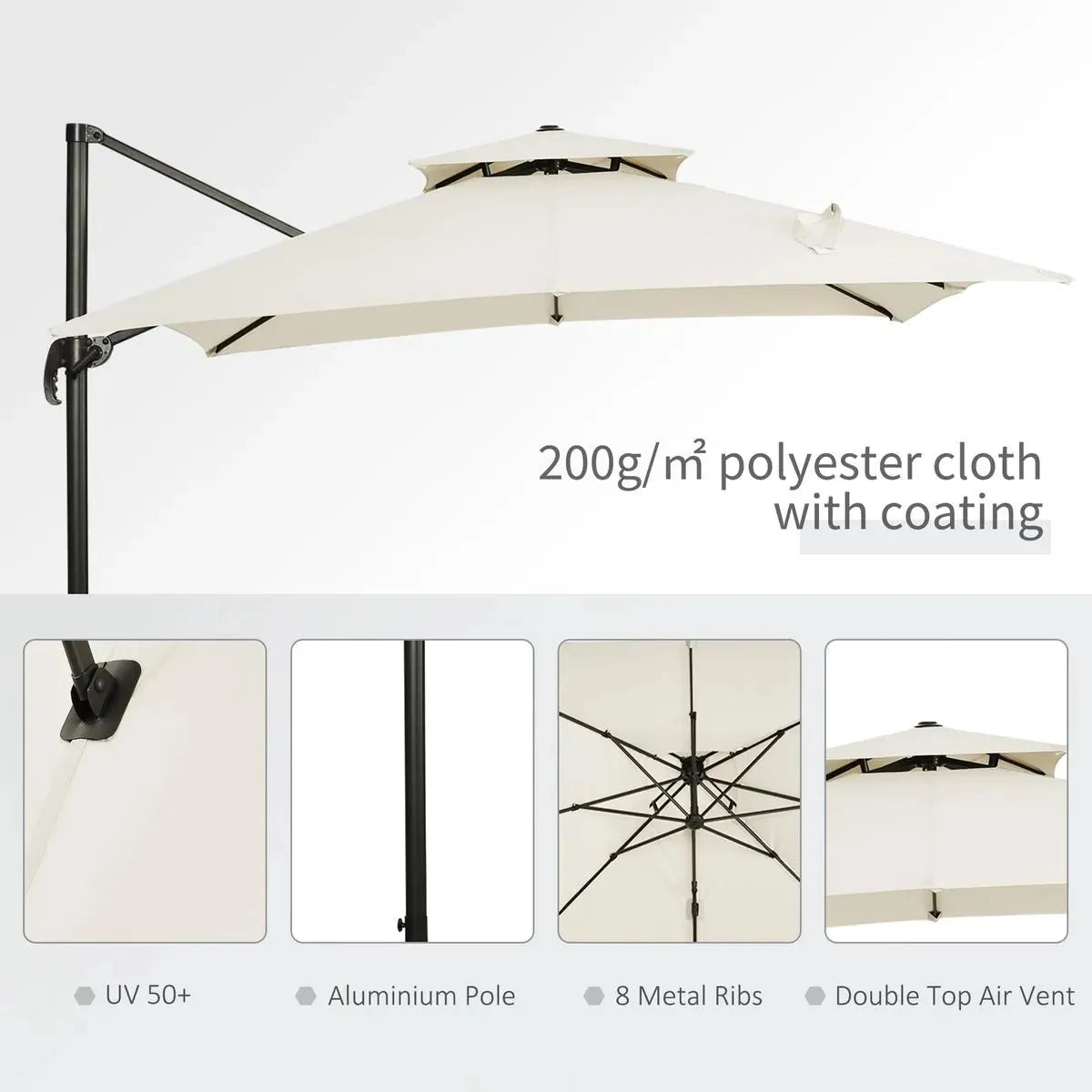 Steel Frame Outdoor Roma Cantilever Umbrella Garden Sun Shade