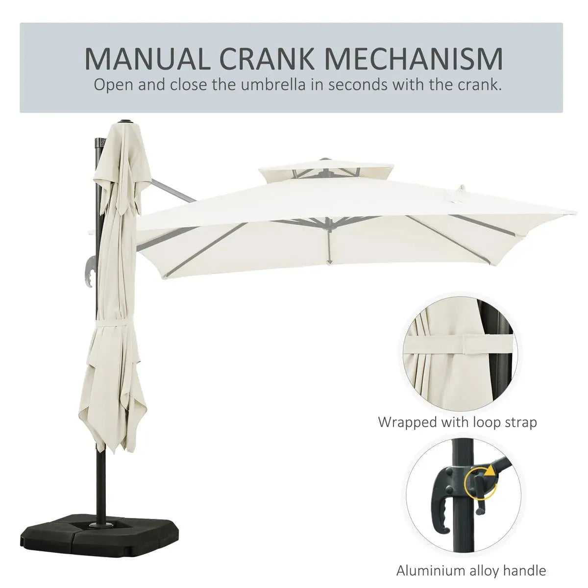 Steel Frame Outdoor Roma Cantilever Umbrella Garden Sun Shade