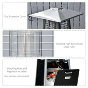 Outdoor Patio Gas Heater 11.2kW Freestanding Pyramid Propane Heater with Wheels Dust Cover Regulator Hose Black 50x50x225cm