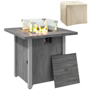 Gas Fire Pit Table, 50,000 BTU, Dark Grey with Cover