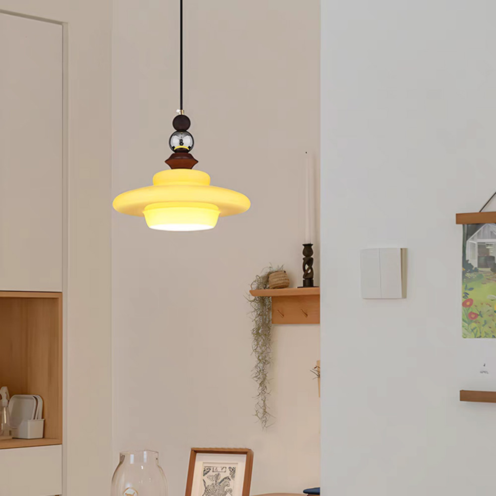 Pendant Light Beige Glass Medieval - VOLTIS | Elegant
