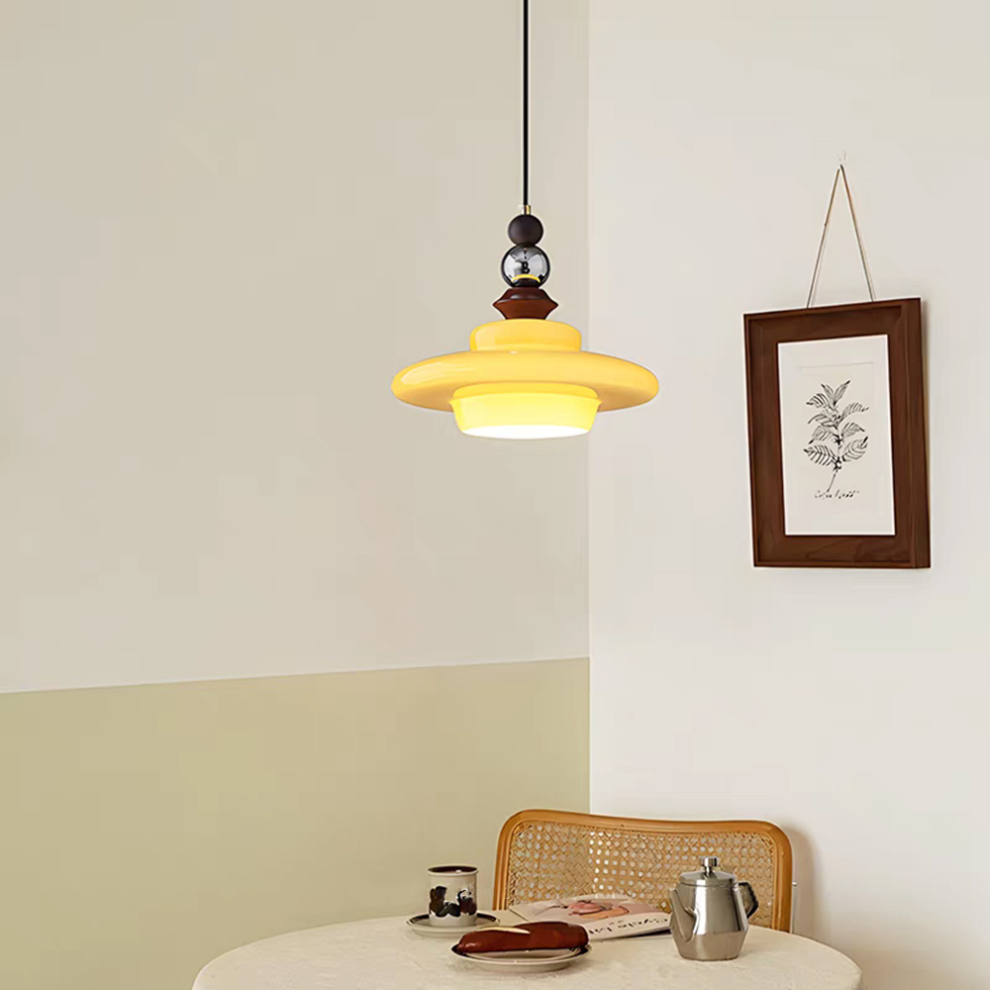 Pendant Light Beige Glass Medieval - VOLTIS | Elegant