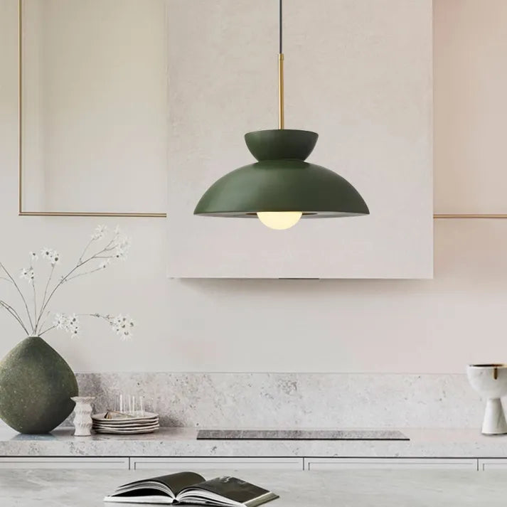 Pendant Light Green Metal - SYNAXE | Dining Ambiance