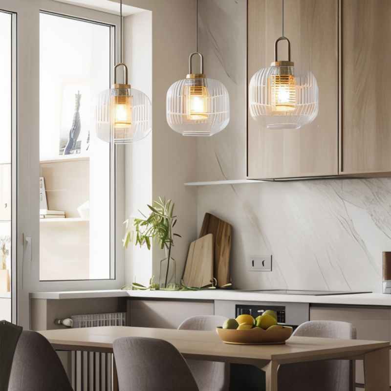 Pendant Light Striped Glass - SELENE | Elegant Lighting
