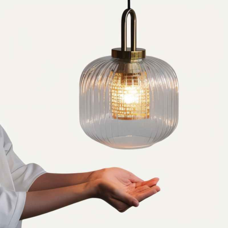 Pendant Light Striped Glass - SELENE | Elegant Lighting