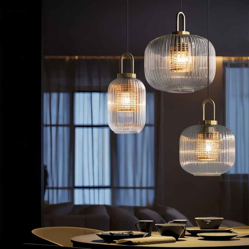 Pendant Light Striped Glass - SELENE | Elegant Lighting