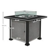 Gas Fire Pit Table, 50,000 BTU, 81×81cm, Grey