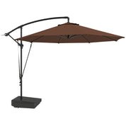 Garden Cantilever Parasol 3m with Fillable Base up to 90kg Wind Strap Cover Round Banana Hanging Umbrella Crank Tilt UPF50+, Brown