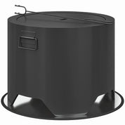 Fire Pit Round Outdoor with Lid and Fire Poker, Black