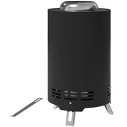 Fire Pit Portable Stainless Steel, 16×16cm, Black with Poker for Garden Camping Bonfire Party, Smokeless Wood- or Pellet-Fuelled Tabletop