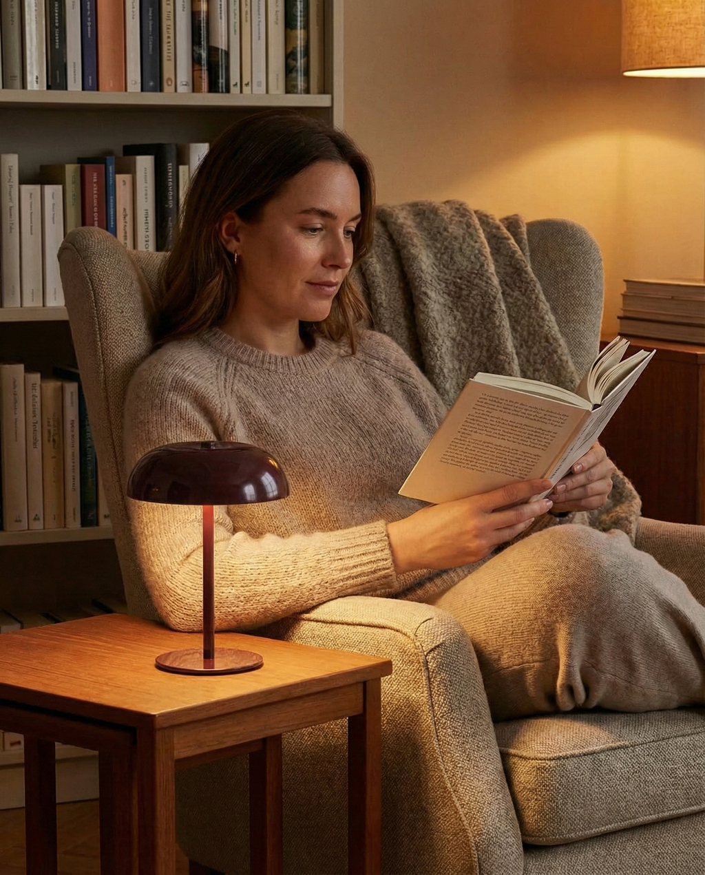 MALMO cordless designer table lamp shown on a bedside table in a modern bedroom — DecoHarmonie