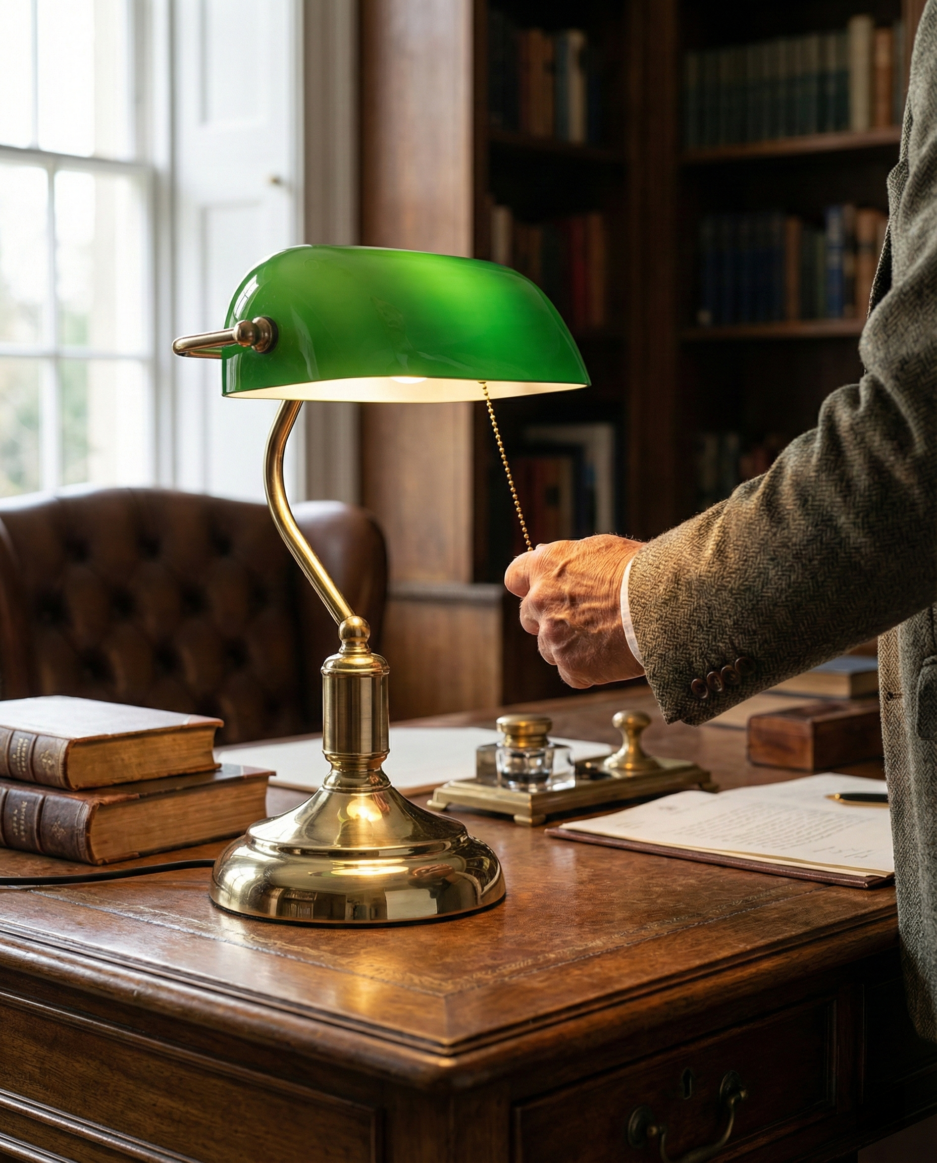 ANTIK banker's designer desk lamp styled in a minimalist Australian interior — DecoHarmonie