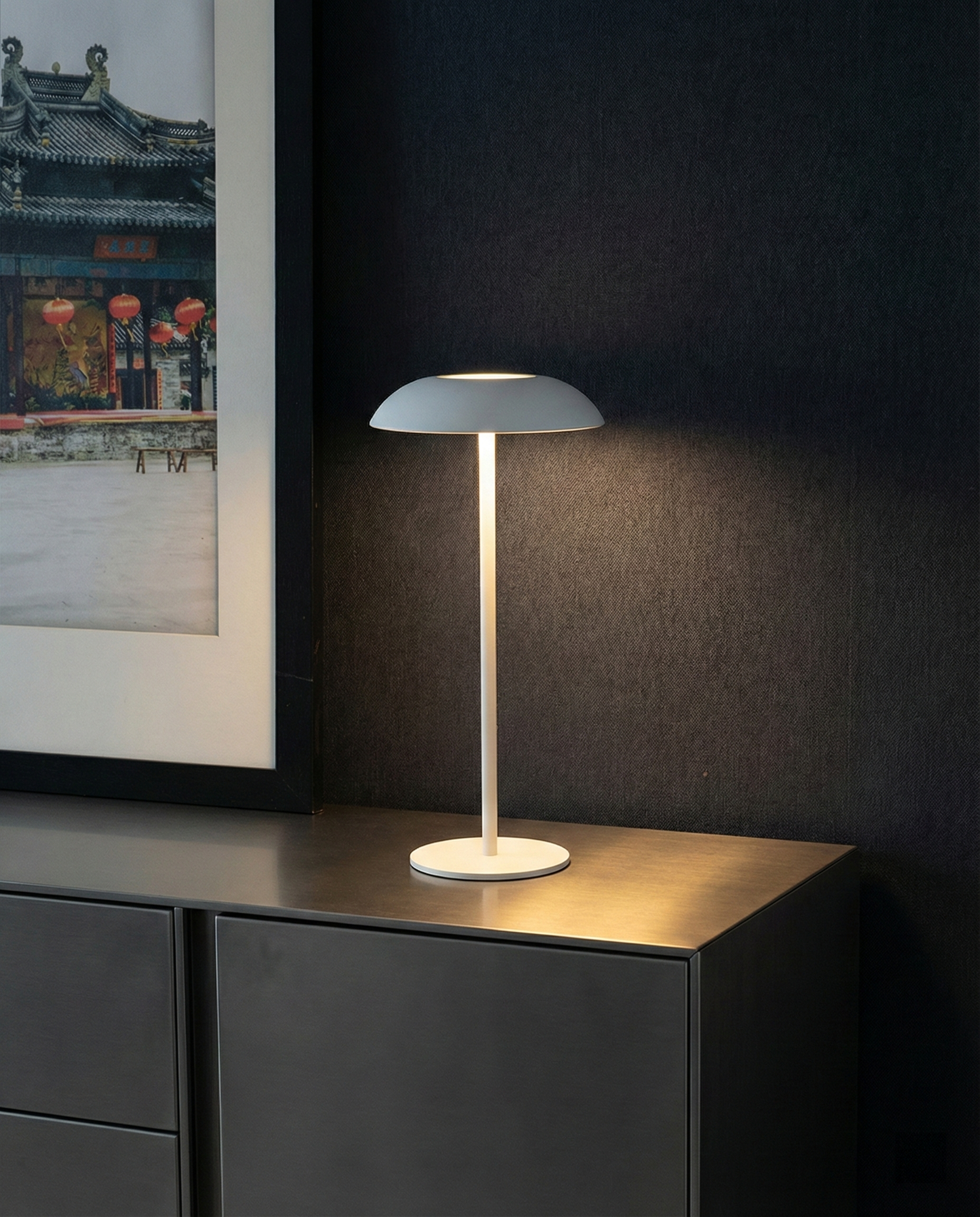 OSLO cordless designer table lamp in a warm, considered living room setting — DecoHarmonie