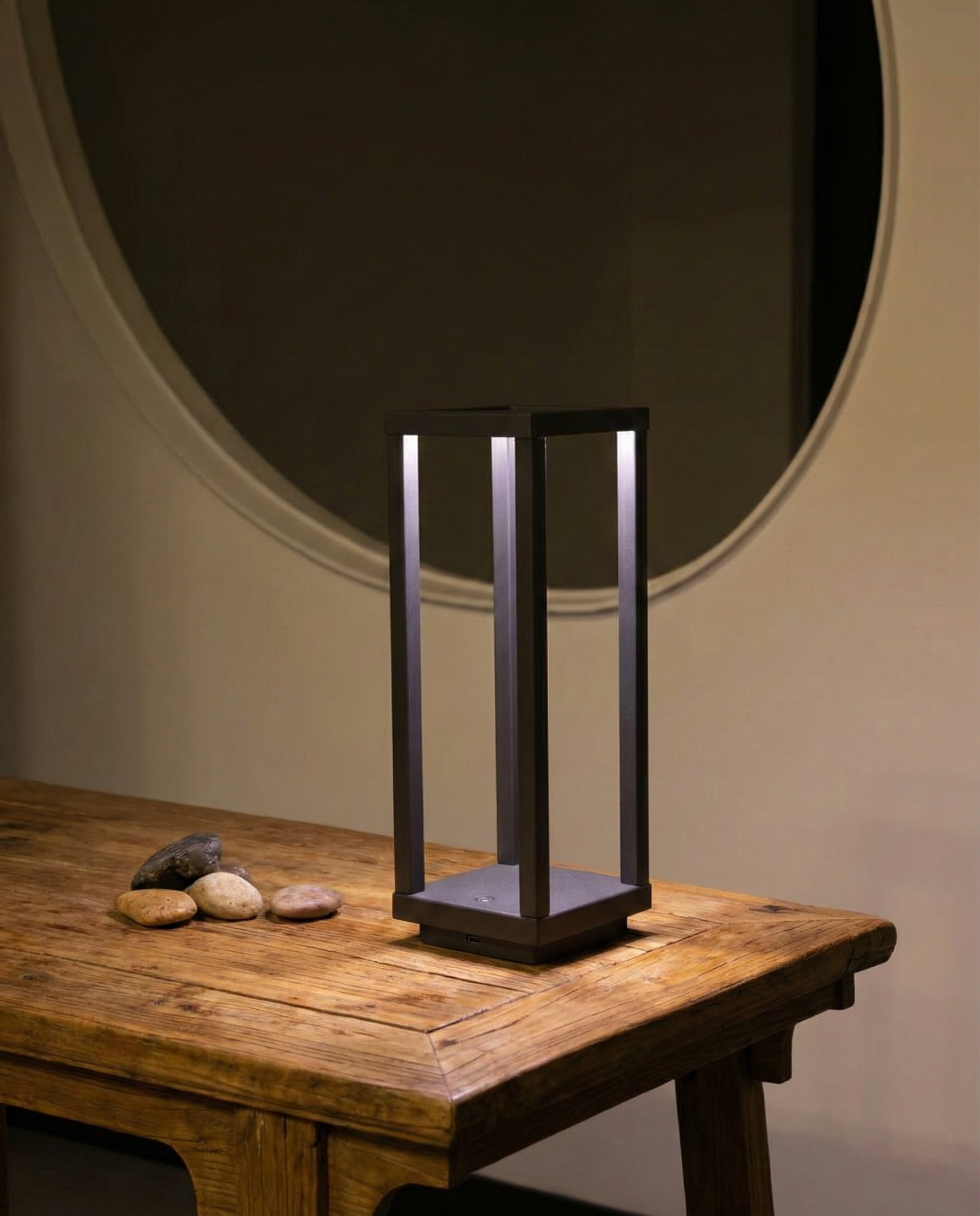 SORA cordless designer table lamp shown on a bedside table in a modern bedroom — DecoHarmonie