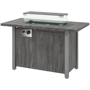 Gas Fire Pit Table, 50,000 BTU, Dark Grey with Cover and Glass Screen