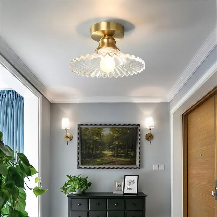 Ceiling Light Ribbed Glass - ASTRIX | Vintage Style