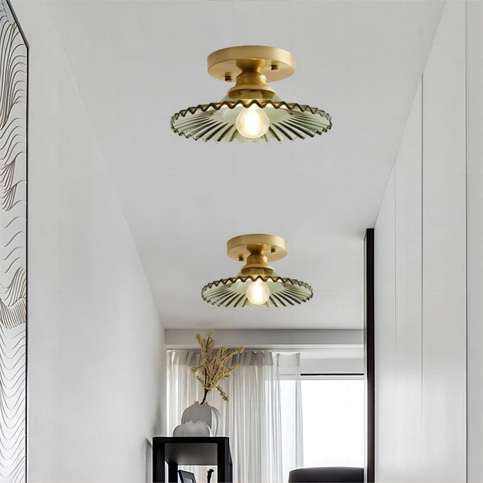 Ceiling Light Ribbed Glass - ASTRIX | Vintage Style